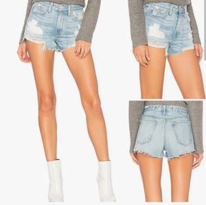 LOVERS + FRIENDS DENIM JACK HI-RISE CUT OFF DISTRESSED JEAN SHORTS. SIZE 28